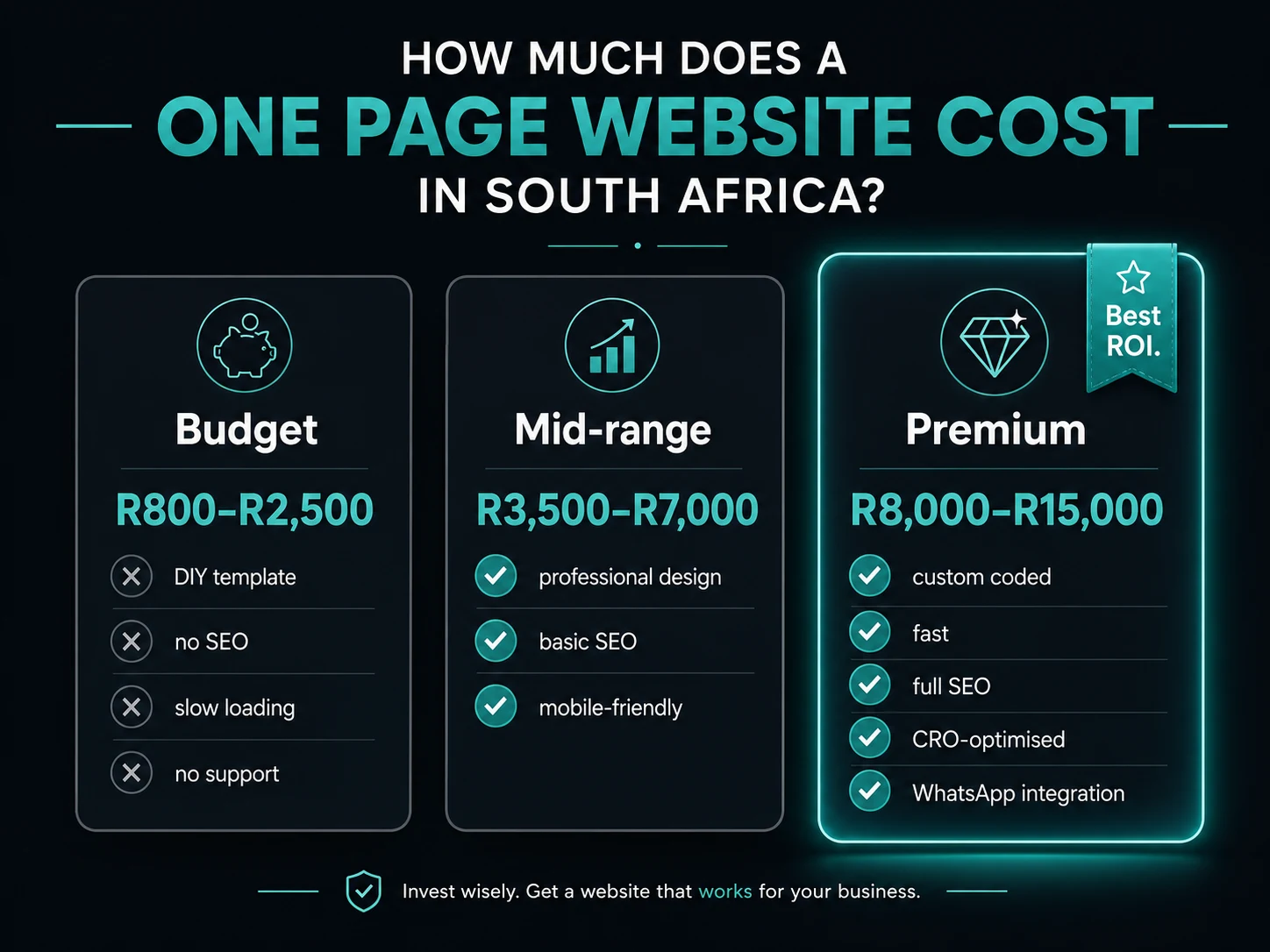 Anatomy of a high-converting one-page website showing must-have sections for South African businesses